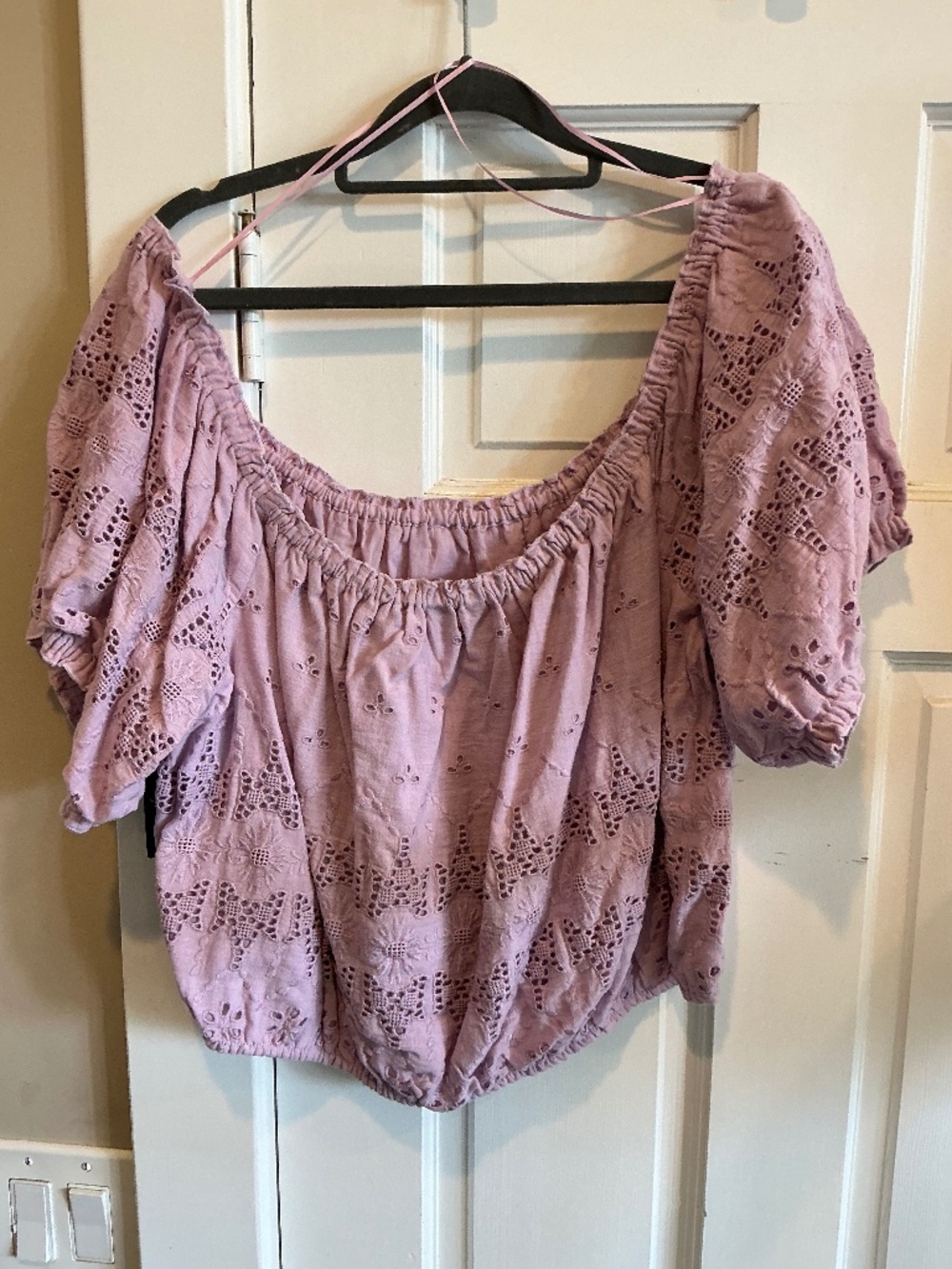 Lucky Brand cropped eyelet lace top in lilac!  Brand new w/ tags. Plus size xxl